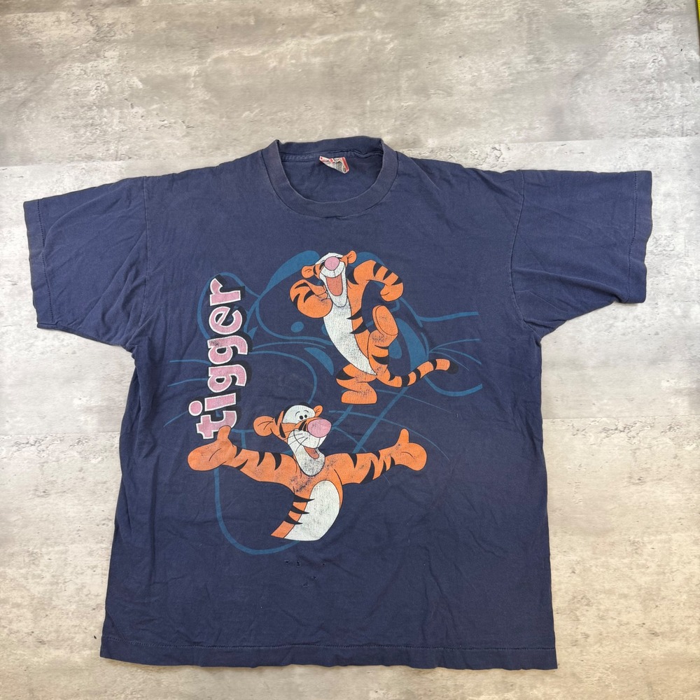 Vintage 90s Disney Designs Tigger T-Shirt Navy Blue Single Stitch Large Made USA